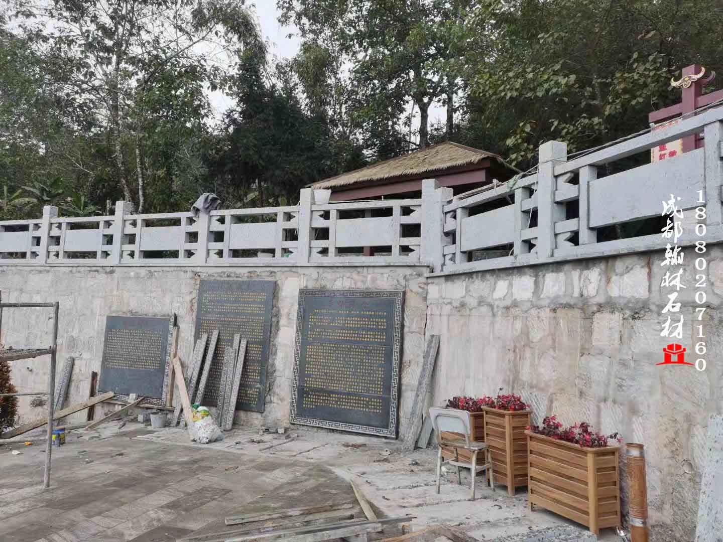 云南大理州精工制作花岗石芝麻白灰石栏杆 