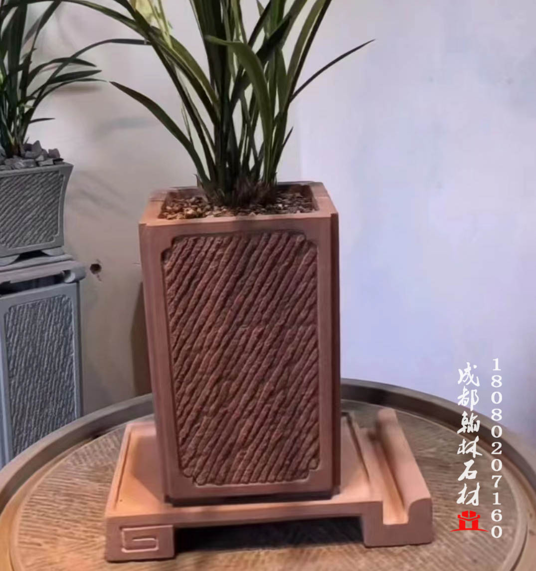四川红砂石花盆 